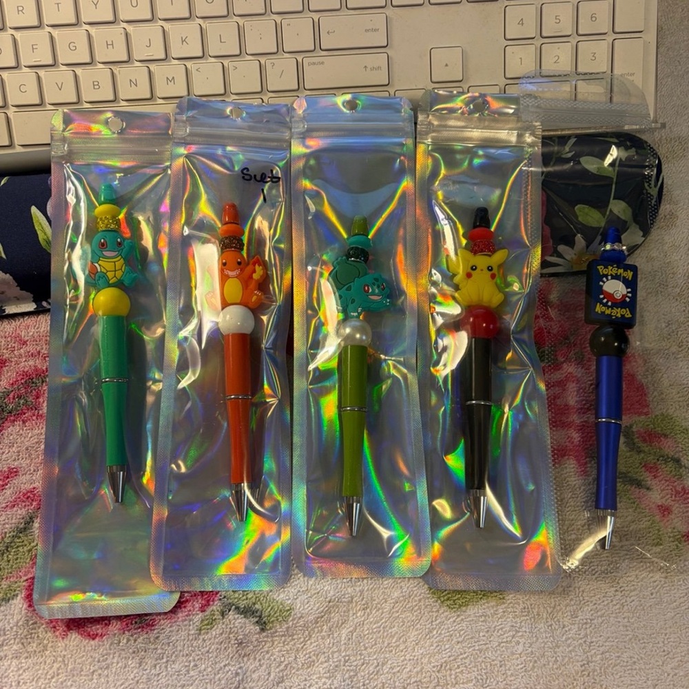 Pokemon Character Pens Set - Blue, Orange, Green, Black